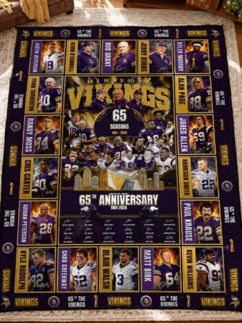 Minnesota Vikings 65th Anniversary Legends & Legacy Quilt Blanket – 1961–2026