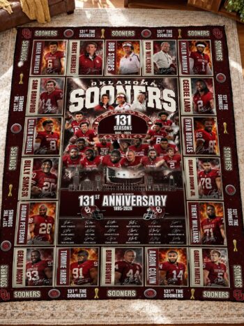 Oklahoma Sooners 131st Anniversary Legends & Legacy Quilt Blanket – 1895–2026