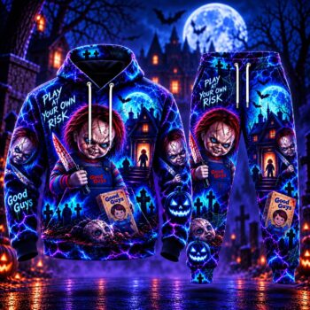 Halloween Neon Chucky AOP T-Shirt Sweatshirt Hoodie