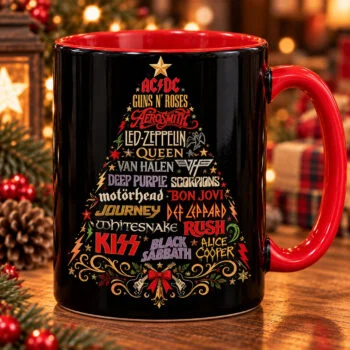 Hard Rock & Heavy Metal Christmas Tree Mug – Rock Band Holiday Mug Fan Gift