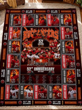 Tampa Bay Buccaneers 52nd Anniversary Legends & Legacy Quilt Blanket – 1974–2026